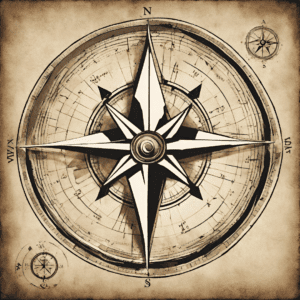 A balanced compass, representing equilibrium.