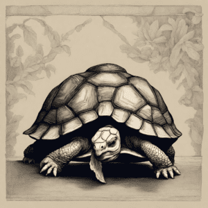 Visual Depiction of a Composed Trader: A tortoise moving steadily, illustrating calm and disciplined trading.